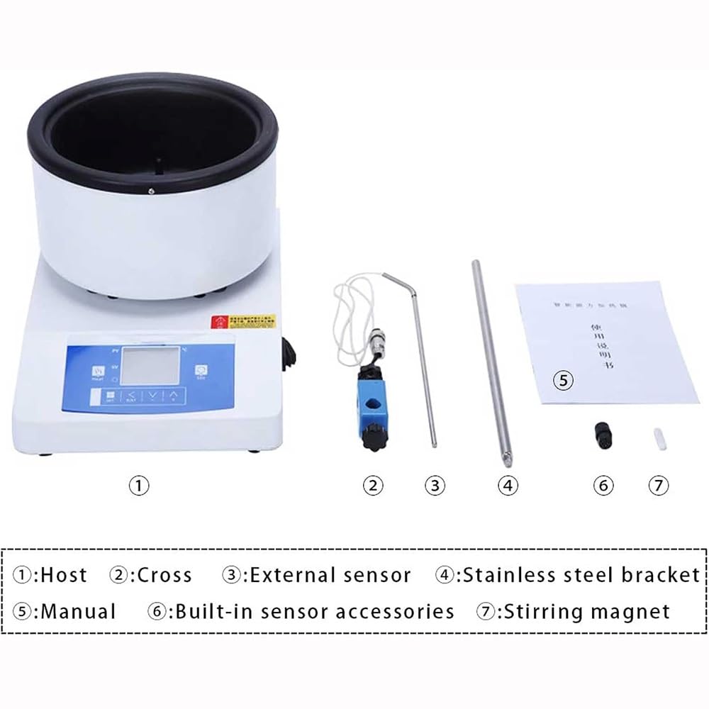 Agitador magnético digital de placa caliente con baño de agua de laboratorio, mezclador de placa caliente de doble control de temperatura para calefacción y agitación