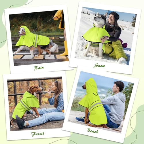 Weesiber Hunderegenmantel, Reflektierender Hund Regenmantel mit Leinenloch, wasserdichte Regenjacke Hunde Verstellbarer Hundeponcho Mit Kapuze (S, Grün)