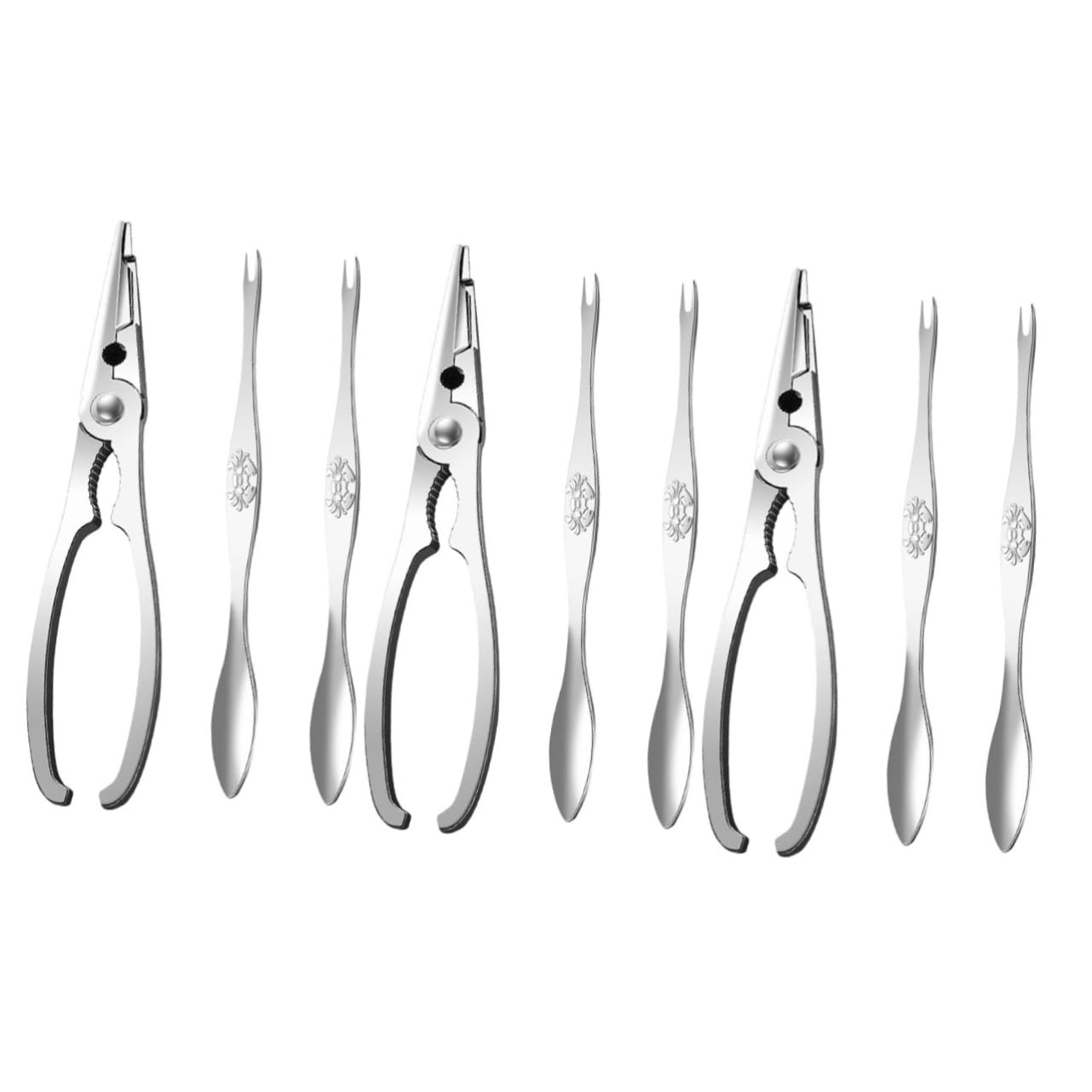 Cabilock 3 Juegos Tenazas De Cangrejo Herramientas para Patas De Cangrejo Suministros para Fiestas De Hervir Mariscos Galletas De Marisco y Herramientas Silver Acero Inoxidable