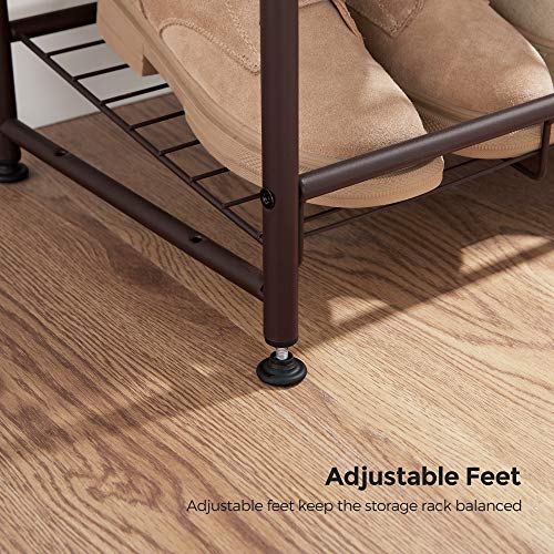 Image of SONGMICS Shoe Rack, 3 Tier Shoe Organizer for Closet, Holds up to 12 Pairs of Shoes, Shoe Rack for Front Door Entrance, Metal Shoe Shelf with Adjustable Tilt Angle, for Entryway, Garage, Bronze