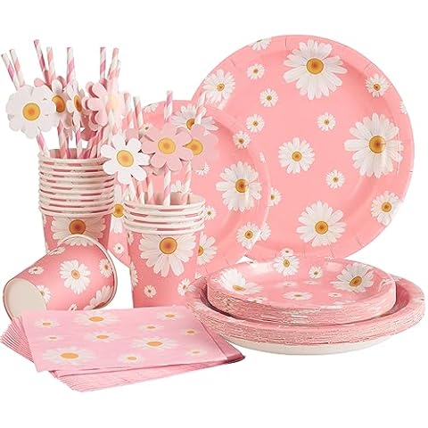 EASY JOY 80 Pcs Floral Party Tableware Set Cover