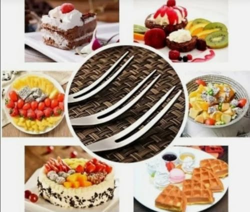 Image of Multipurpose Lightweight Stainless Steel Mini Fruit Fork for Fruit Picks Sticks,Appetizers Sushi Cake Cocktail Multicolor 6 Pcs (Size : 10CM)
