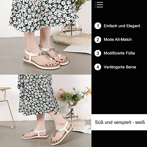 ZOEASHLEY Sandały damskie letnie płaskie japonki sandaletki boho flip flops, 37 EU