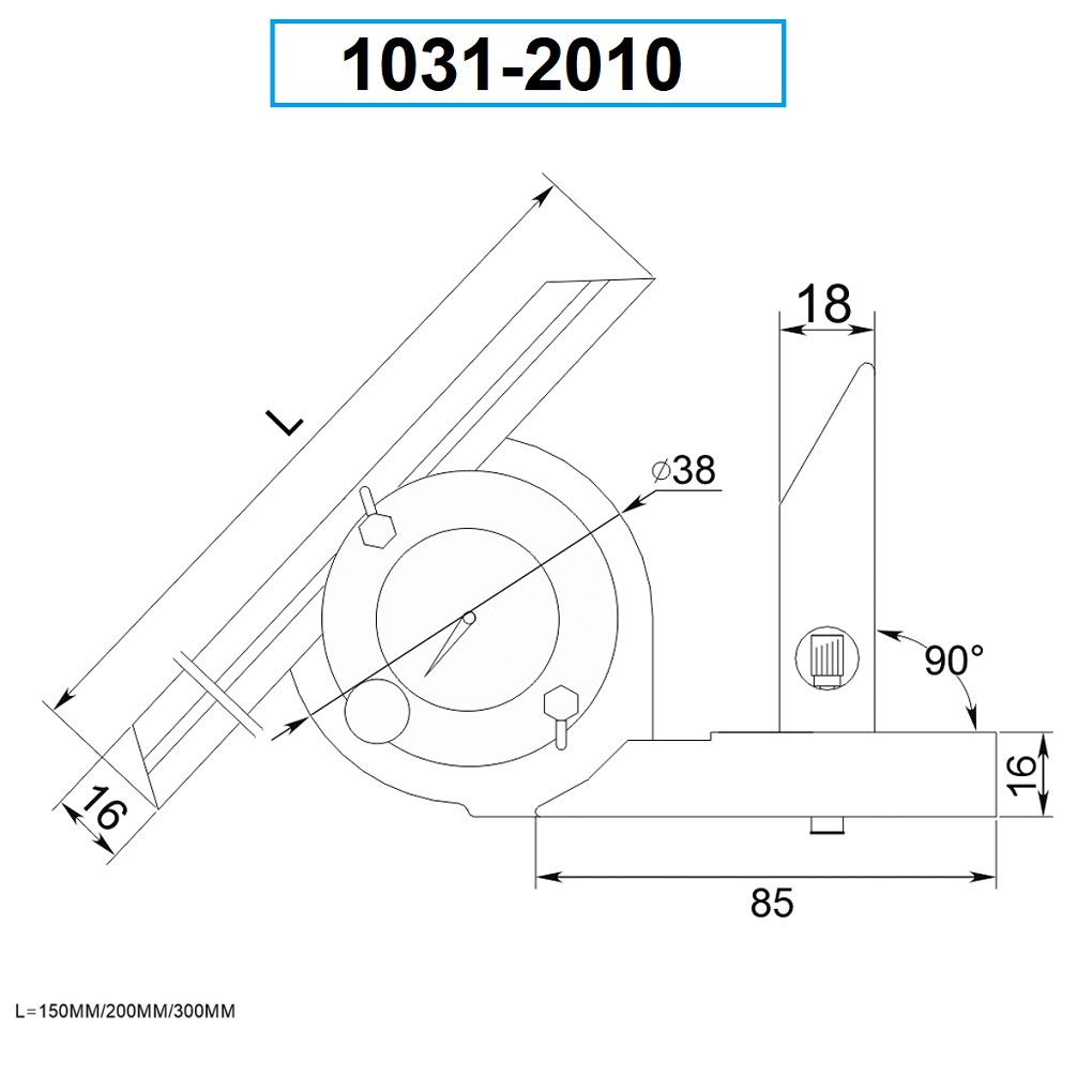 Dasqua 1031-2010 0-360 Degree Universal Dial Protractor
