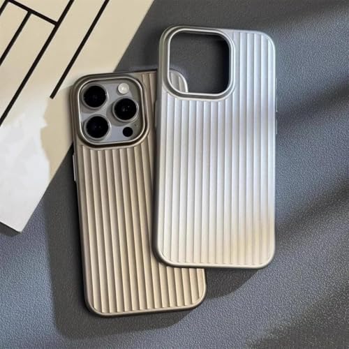 Coque iPhone 16 Pro rigide de luxe en titane naturel chic