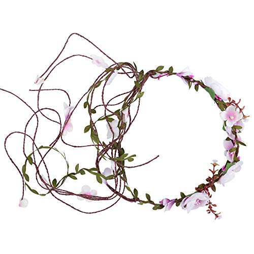 Felice Arts Flower Headband Wreath Flower Crown Floral Fall Adjustable Bridal Flower Garland Hair Wreath Halo for Wedding Vacation Maternity Photography Fairy Costume Party Gifts