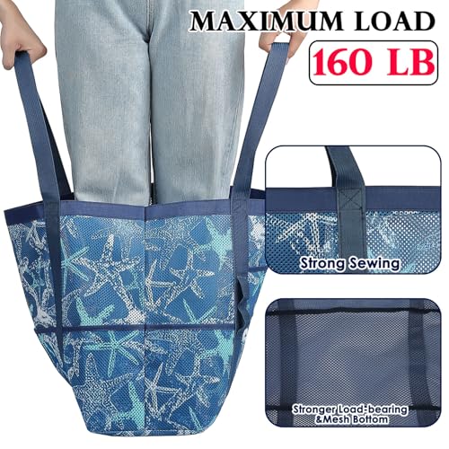 Image of Fammart Mesh Beach Bag for Women, Large Beach Toy Pool Bag with Zipper Pocket, SandProof Cruise Essentials 2026 Family Travel