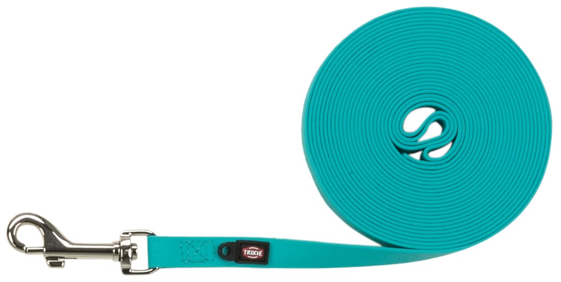TRIXIE Hunde-Schleppleine M–XL, wasserabweisend, Ozean – 10 m/17 mm | Lange Leine für sicheren Freilauf – für mittelgroße bis sehr große Hunde, ideal für Outdoor bei jedem Wetter