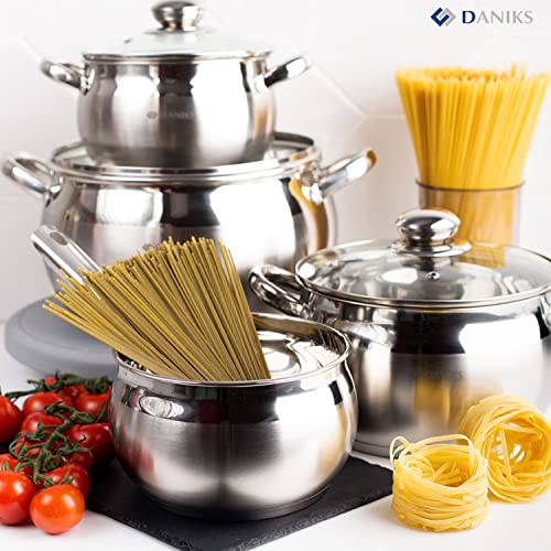 Daniks Classic Stainless Steel Non Stick Stock Pot with Glass Lid