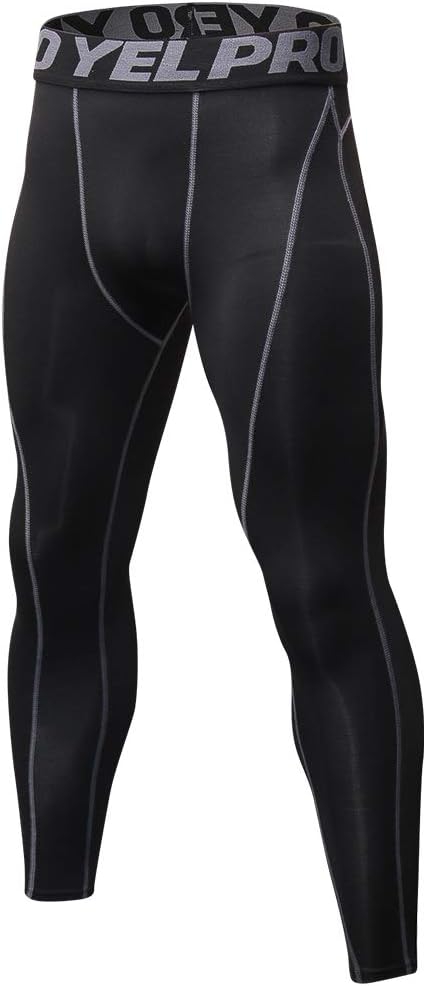 QueerierMens Compression Pants Active Athletic Leggings with Pockets Running Baselayer Tights Cycling Workout Pants