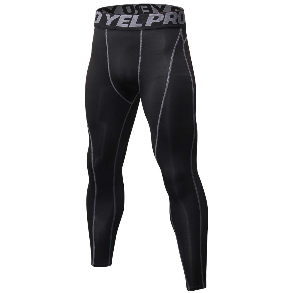 QueerierMens Compression Pants Active Athletic Leggings with Pockets Running Baselayer Tights Cycling Workout Pants