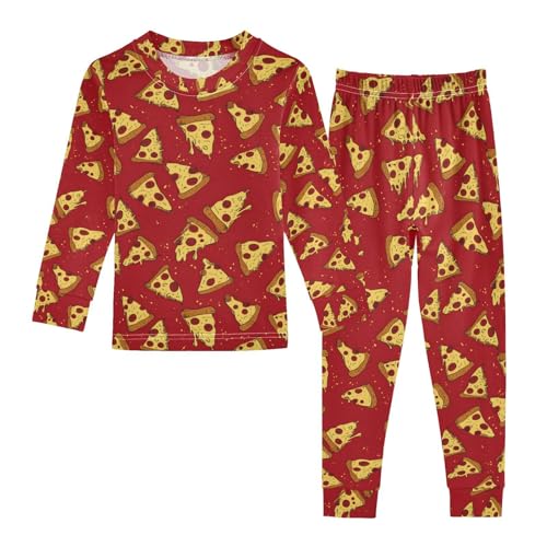 ALAZA Red Pizza Sweet Pajamas Long Sleeve Sleepwear 2-Piece Pajama Set