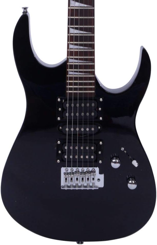 Full Size Electric Guitar Kit,38 Inch Beginner Electric Guitar,Complete Electric Guitars Set with Bag, Shoulder Strap, Amp Wire, Wrench Tool,Tremolo Arm and Picks,Black