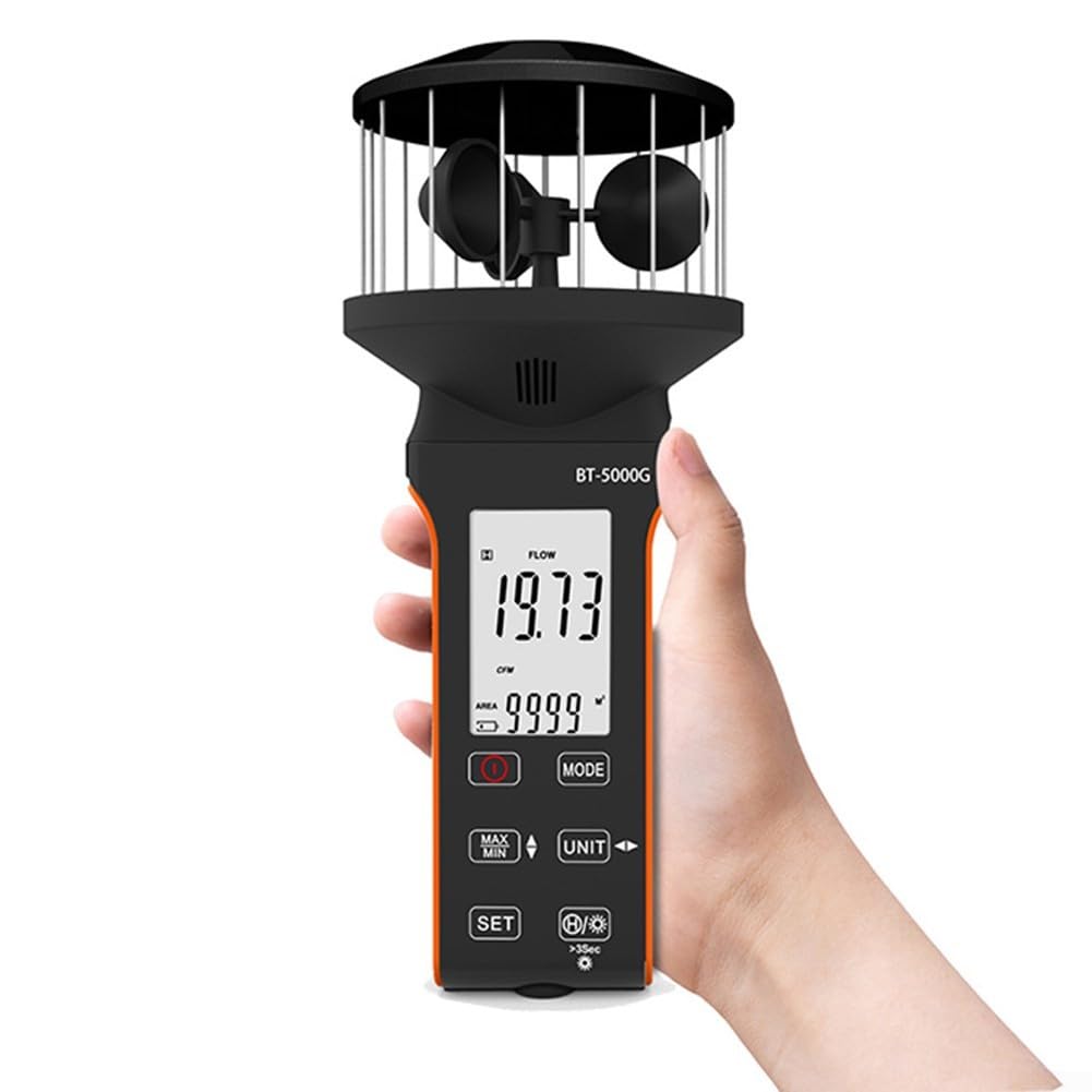 Anemometro digital con anemometro digital para usb-c | 5 unidades de medición de viento, sensor de carcasa de 360°, pantalla LCD Max/Min, carcasa de plástico y metal
