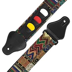 World Rhythm Sangle de guitare en coton brodé Aztec pour guitares électriques, acoustiques, classiques et basses avec… - Les Beatles, Paul McCartney, John Lennon, RIngo Starr, George Harrison World Rhythm Sangle de guitare en coton brodé Aztec pour guitares électriques, acoustiques, classiques et basses avec… – Image 2