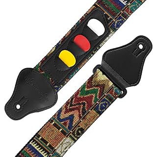 World Rhythm Sangle de guitare en coton brodé Aztec pour guitares électriques, acoustiques, classiques et basses avec… - Les Beatles, Paul McCartney, John Lennon, RIngo Starr, George Harrison World Rhythm Sangle de guitare en coton brodé Aztec pour guitares électriques, acoustiques, classiques et basses avec… – Image 2