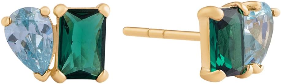 CAITLYNMINIMALIST Toi et Moi Custom Duo CZ Gemstone Dainty Birthstone Stud Earrings for Women
