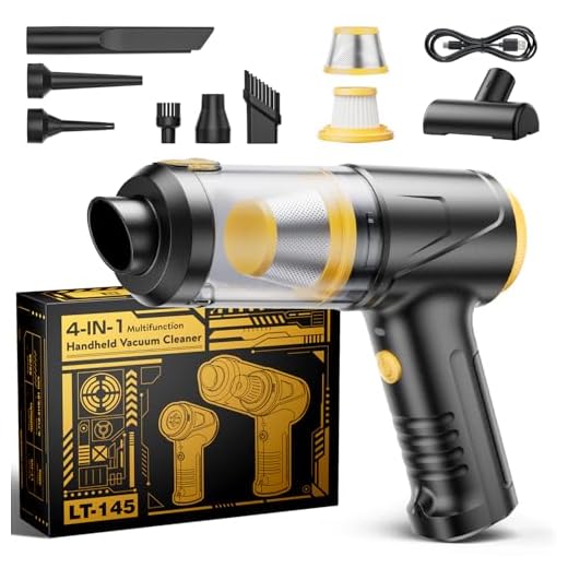 Handheld Vacuum Cleaner 21000Pa Suction with Brushless Motor, 4-in-1 Portable Mini Car Vacuum with 2 Suction Modes, Cordless Vacuum with LED Light, Type-C Charge for Car, Office Desk, Keyboards
