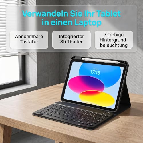 WALWALO Schwarz Hülle mit Tastatur für iPad A16 11 Generation 2025/10 Gen – Ansicht 4