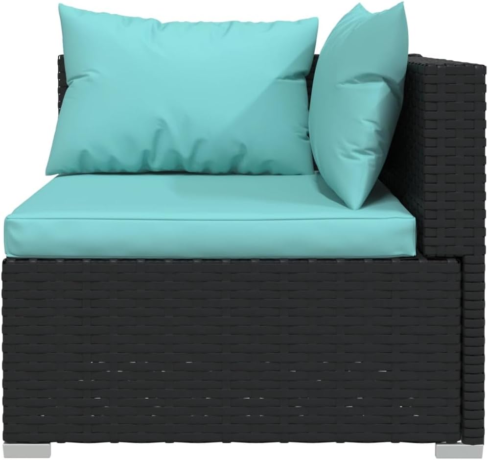 vidaXL Patio Lounge Set 12 Piece with Cushions Garden Outdoor Lawn Yard Terrace Balcony Seat Seating Sofa Furniture Black Poly Rattan