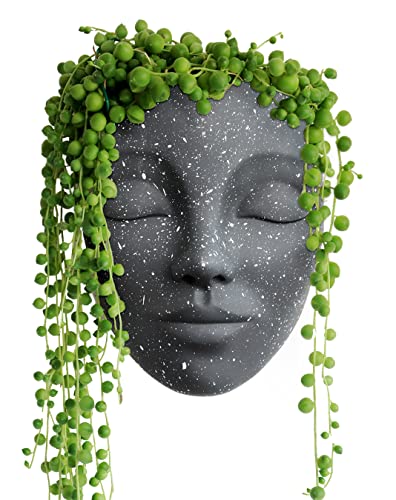 Bossa Linda Wall Planter | Head Planter With Hook & Drainage - Plant Gifts For Indoor & Outdoor Plant Lovers Gift Ideas - Face Planter Gifts For Plant Lovers, Succulent Plant Gift - Tranquila, Black #TOP14