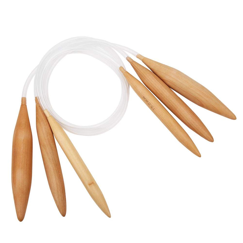 ELBME® Bamboo Knitting Needle Crochets, Round Braided Needle Bamboo Transparent Crochet Knitting Tool 15mm / 20mm / 25mm for Woolen Yarn-image-37