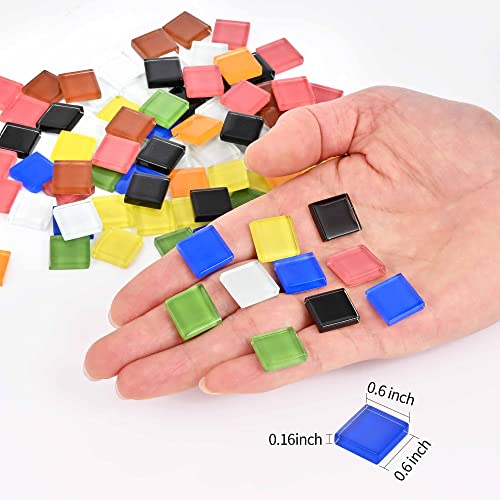 Bolimico Mosaic Tile, 0.6Inch Mosaic Art Kits For Kids Or Adults, Stained Glass Pieces For Crafts Bulk, Diy Home Decoration Handmade Jewelry Art Material (1.5X1.5Cm,100 Pieces) (Yellow) #TOP1