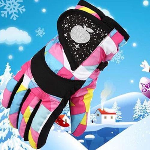 Image of UTOWO Kids Winter Cold Weather Ski Gloves Boy-Girl Warm Windproof Snow Gloves for Snowboarding Sledding Cycling Toddler 3-6T