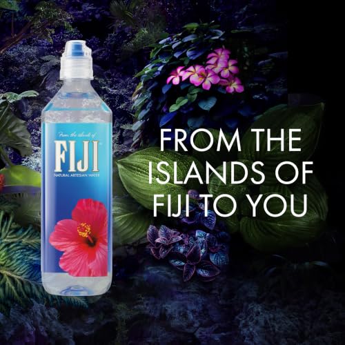 Image of FIJI Natural Artesian Bottled Water 700mL / 23.7 Fl Ounce (Pack of 12) - Sports Cap - 100% Natural Electrolytes