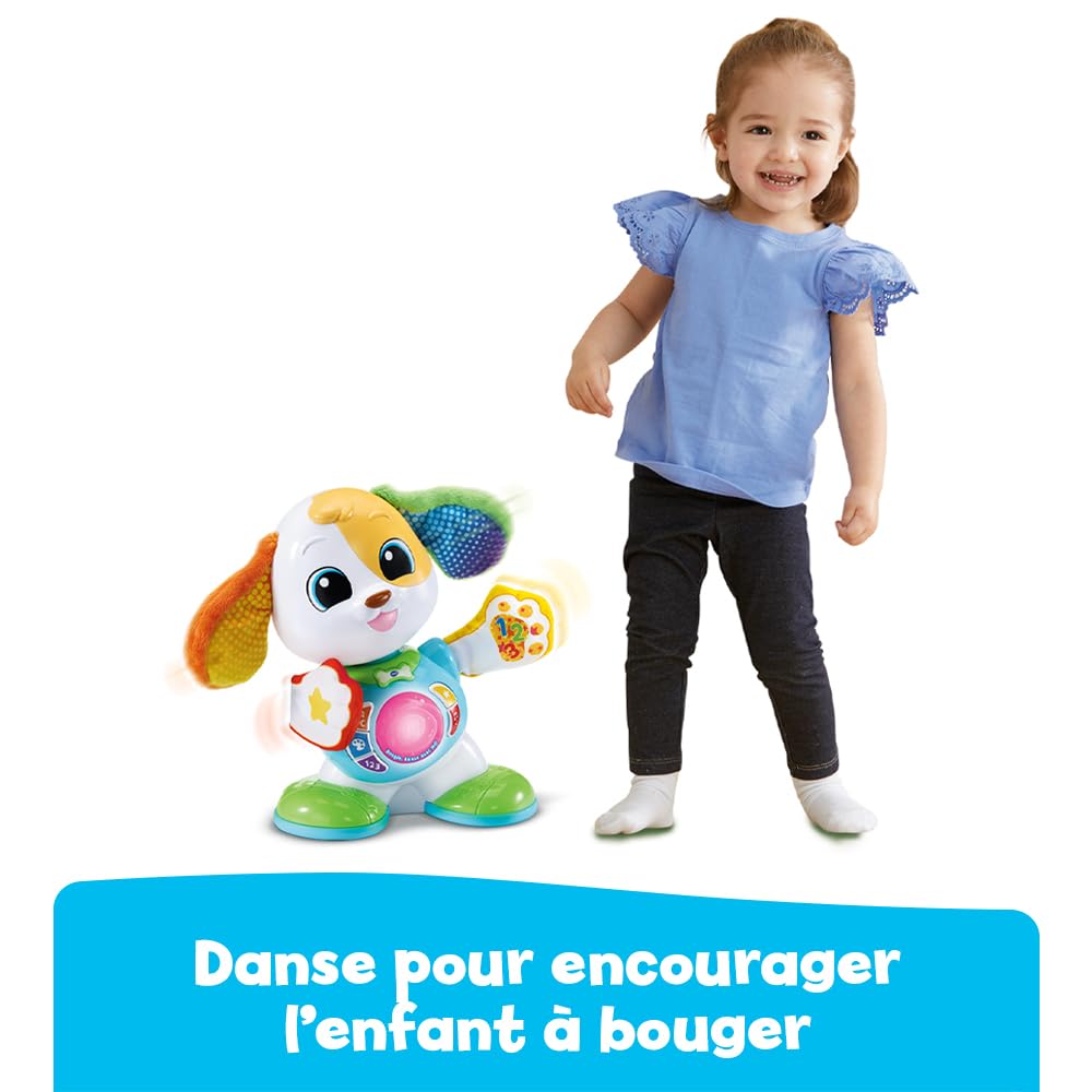 VTech - Boogie Danse avec Moi, Chien Robot Interactif Qui Danse et Chante, Jouet Bébé Lumineux et Musical, Jeu d'Éveil Éducatif, Cadeau Bébé Dès 9 Mois - Contenu en Français