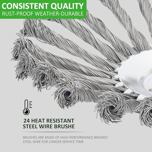 2 Pcs Unkrautbürste für Freischneider & Motorsense, 25,4mm Bohrung,Freischneider Zubehör Jäten Drahtbürste（6 Zoll+8 Zoll）