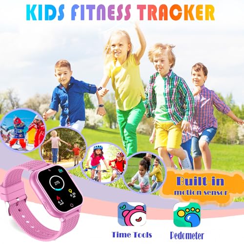 Goodatech-Kids-Smart-Watch-For-Boys-Girls-15-Smartwatch-with-26-Puzzle-GamesHD-CameraVideo-Music-PlayerPedometerFlashlightAudio-Book-etc-Aluminum-Case-and-Sport-Band-Pink