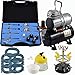 Agora-Tec® Airbrush Komplett-Set PROFI XXV.1, Komplettsystem für Airbrushanwendungen, inkl. Kompressor mit 4 bar und 20l/min und 3 Liter Tank + 6 Airbrushpistolen mit 4 versch. Nadeln/Düsen + 8-fach Pistolenhalter + Clean Pot + 7 Schläuche