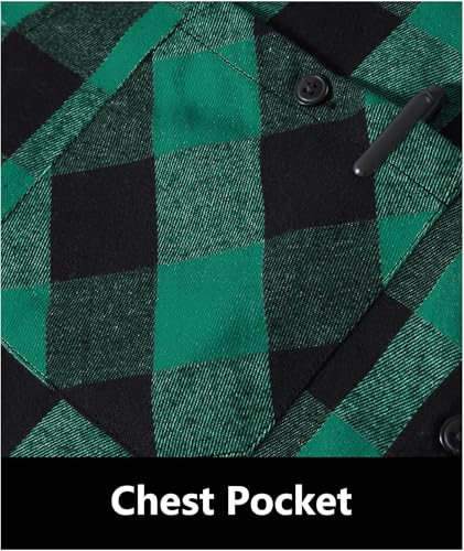 JACKETOWN Men's Flannel Long Sleeve Hoodie Shirts Casual Button Down Plaid Shirt Jackets Stylish with Pocket Green - image 4