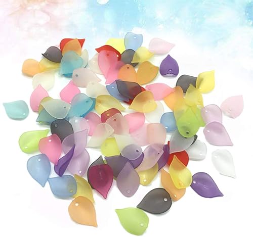 Miniatura 3 de EXCEART 560 dijes acrílicos con forma de flor, cuentas de joyería, pétalos esmerilados, hoja de plástico con agujero para fabricación de joyas