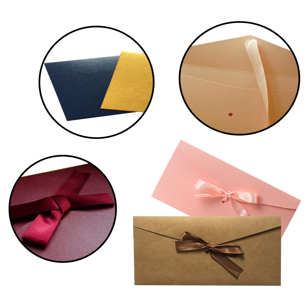Cartonnerie Décoration 12 Enveloppes Cadeau Kraft Avec Ruban - Multicolores, Pour Mariage, Anniversaire, Noël Ou Invitations Papier Cadeau Fait Main