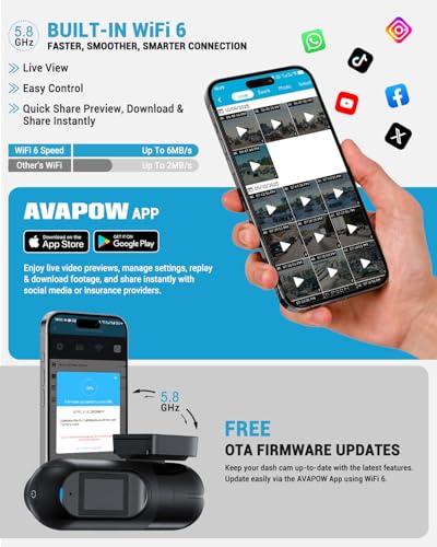 Image of AVAPOW 4K Dash Cam Front for Cars, Free Hardwire Kit & 64GB Card Included - WiFi 6 & AVAPOW 8000A Battery Jumper Starter Portable with 4″ HD Display PD 30W Dual-Way Fast Charging