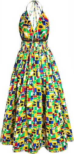Image of SHENBOLEN African Print Floral Maxi Dresses Kente Casual Long Dress