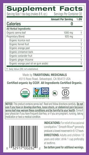 Traditional Medicinals Tea, Organic Smooth Move, Relieves Occasional Constipation, Senna, 32 ct (Pack of 3) - Image 4