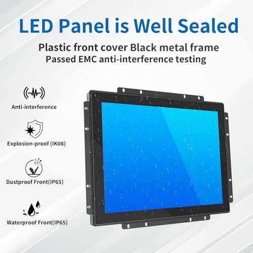Image of 15 Inch Open Frame Touch Monitor, PCAP 10-Point Touch Industrial Touchscreen Monitor, with HDMI /VGA /DVI Interface, Active Matrix TFT LCD,LED Backlight, with VESA Mount