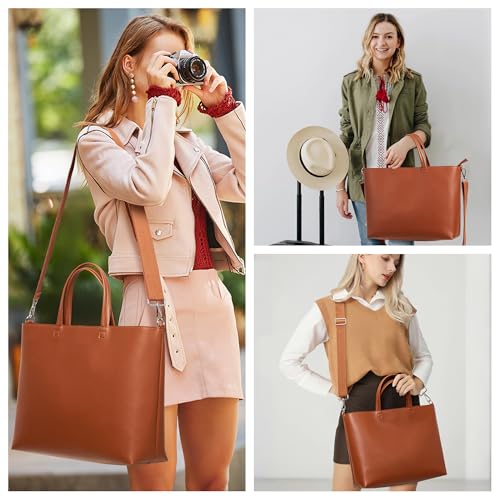 Image of KALIDI Tote Bag Zipper Shoulder Bag Faux Leather Purses Satchel for Women Casual Handbag Work Dating College
