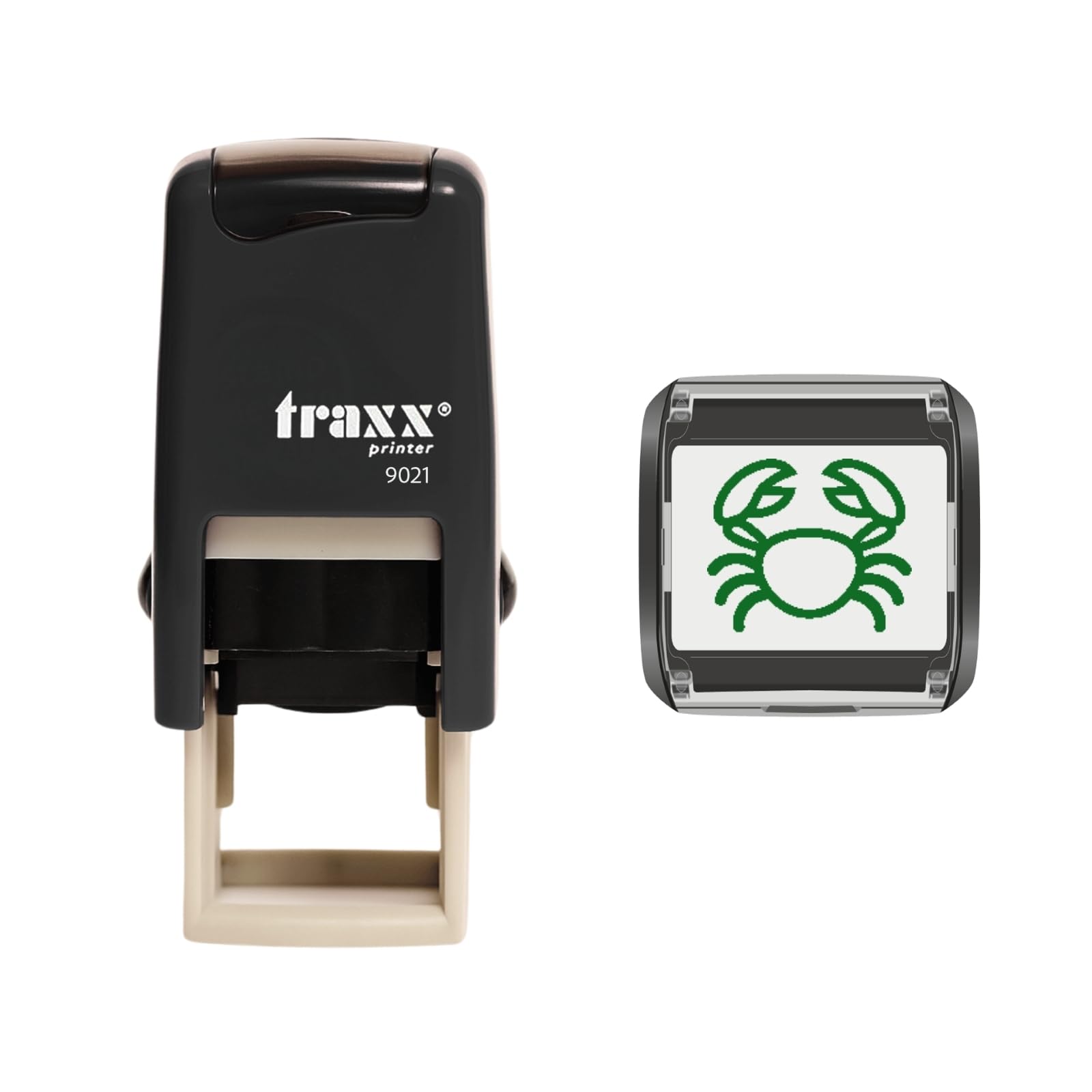 Traxx 9021 Loyalty Card Self Inking Rubber Stamp Fishing Fisherman Aquarium *A Green Crab Design*