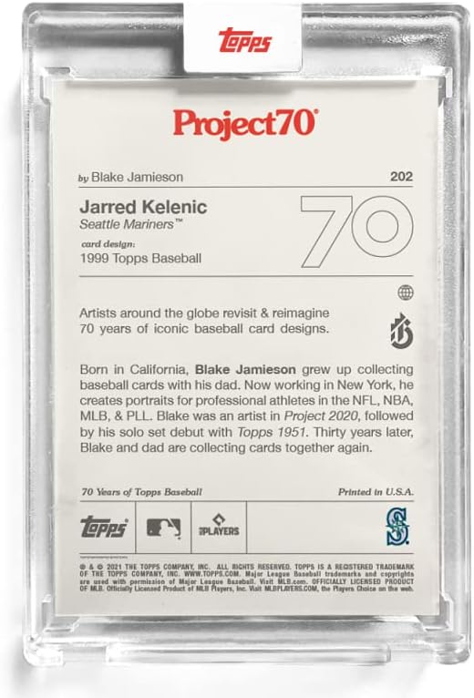 Miniatura 2 de 2021 Topps Project70 Baseball #202 Jarred Kelenic PR 5618 Seattle Mariners 1999 Blake Jamieson