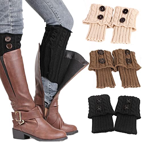 Limeow Häkelarbeit Bein Wärmer 3 Paare Stulpen Bein Beinwärmer Kuschelige Beinwärmer Stricken Häkelarbeit Kurze Stulpen Damen Stiefel Beinlinge Kurzstulpen, Winterwärmer Cover