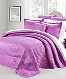 Home Soft Things Serenta Matte Satin 4 Piece Bedspread Set, Queen, Purple/Pink