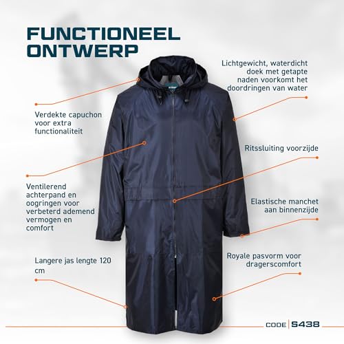 Portwest Klassischer Regenmantel, Größe: L, Farbe: Marine, S438NARL, Armada