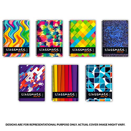 Image of Classmate Pulse 6 Subject Notebook - Unruled, 300 Pages, Spiral Binding, 240Mm*180Mm & Luxor 5 Subject Spiral Premium Exercise Notebook, Single Ruled - (21Cm X 29.7Cm), 250 Pages