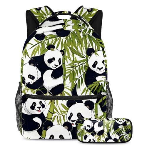 Sac à dos panda avec trousse ensemble scolaire ado et enfant multicolore pour la rentrée