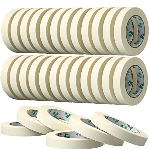 Leelosp 25 Rolls Beige Masking Tape Bulk 3/4 Inch x 55 Yards General Purpose Painter Tape for Craft Paint Office Classroom Labeling DIY Removable Adhesive Total 1375 Yards