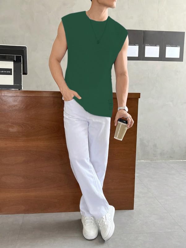 Image of Imsa Moda Mens Waffle Tank Tops Sleeveless Round Neck Polycotton Vest,Sando & T-Shirt for Gym, Running and Outdoor
